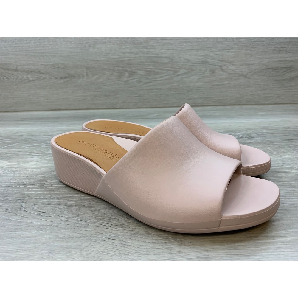 Gentle Souls Kenneth Cole Pink Platform Wedge Slide Sandals Women's 7 Shoes